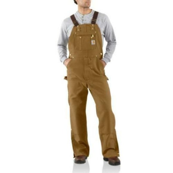 Carhartt Other - Carhartt Duck Zip to Thigh Bib Overall Unlined R37 Brown Chap 36 X 30 H12051
